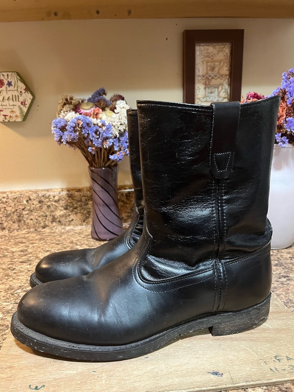 Iron Age Vintage Men’s Size 10 Black Leather Engineers Biker Men's Pull-On Boots